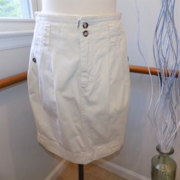 ESPRIT SPORT Vintage Cream 100% Cotton Skirt Size 7/8 High Waist - Picture 1 of 2